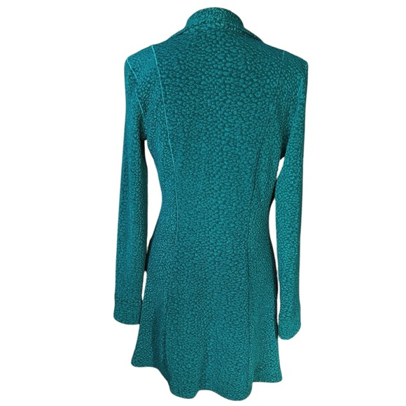 EVA VARRO Barcelona Jacket Small Teal Textured Zip Front Handcrafted USA - Picture 2 of 6